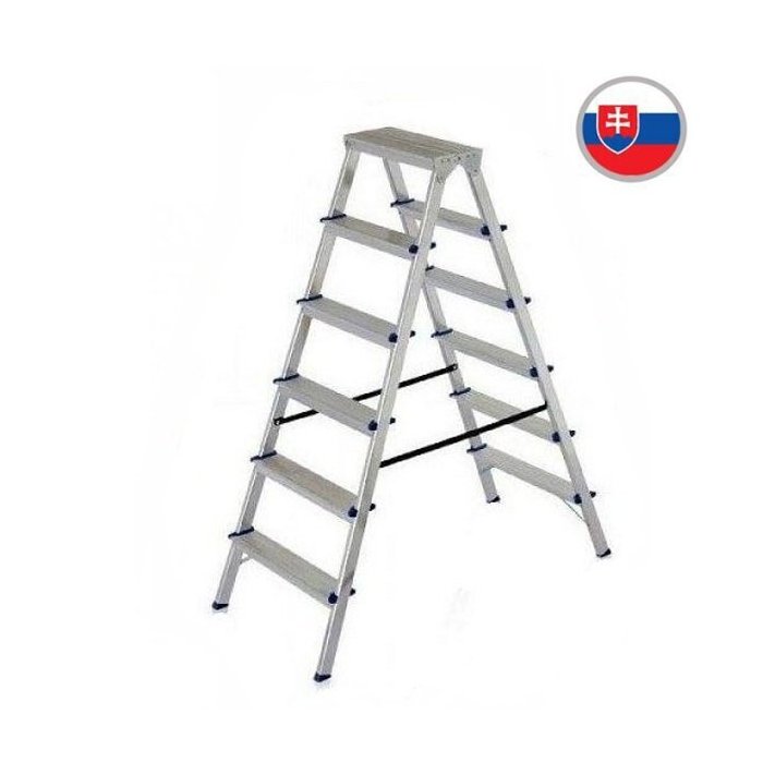 Obojstranný schodíkový rebrík DHR 406, 6+6 stupňov
